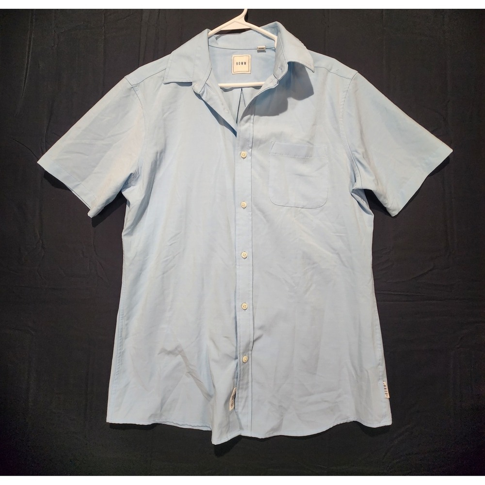 Rowm Men's Casual Short Sleeve Button-Up Shirt Light Blue Size M‎